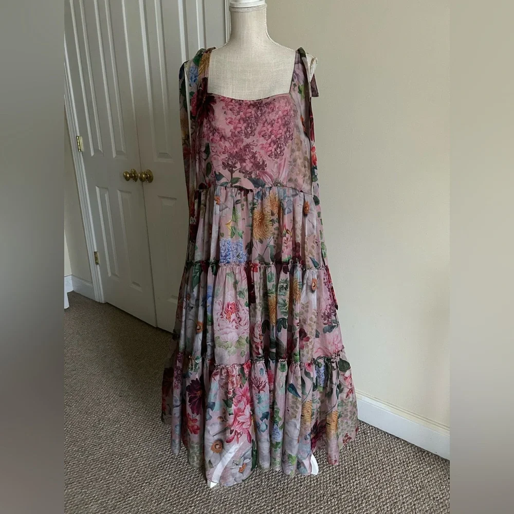 Anthropologie Geisha Designs Isabella Floral Midi Puffy Dress size XXL - Picture 2 of 11
